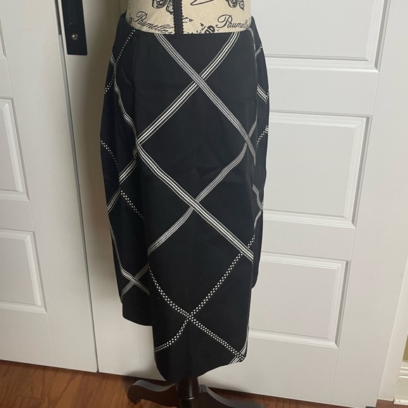 Talbots Black and White Cotton Ribbon A-line Skirt - Picture 3 of 8